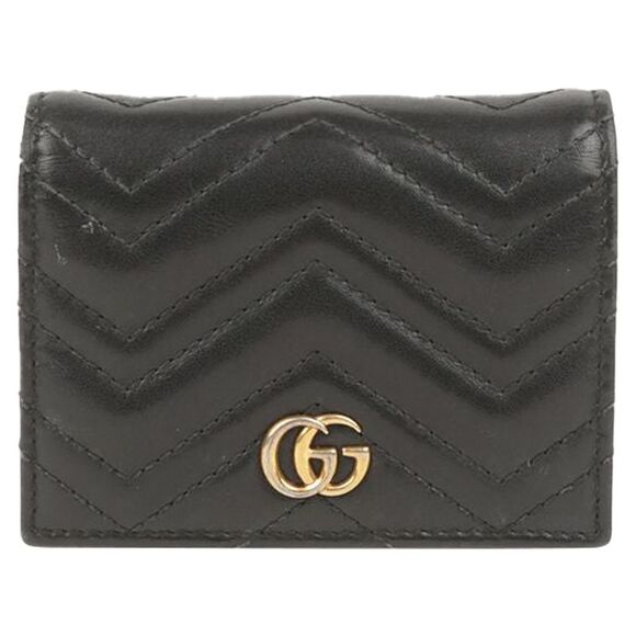 Gucci Handbags - Black Matelassé Leather Gg Marmont Card Case Wallet